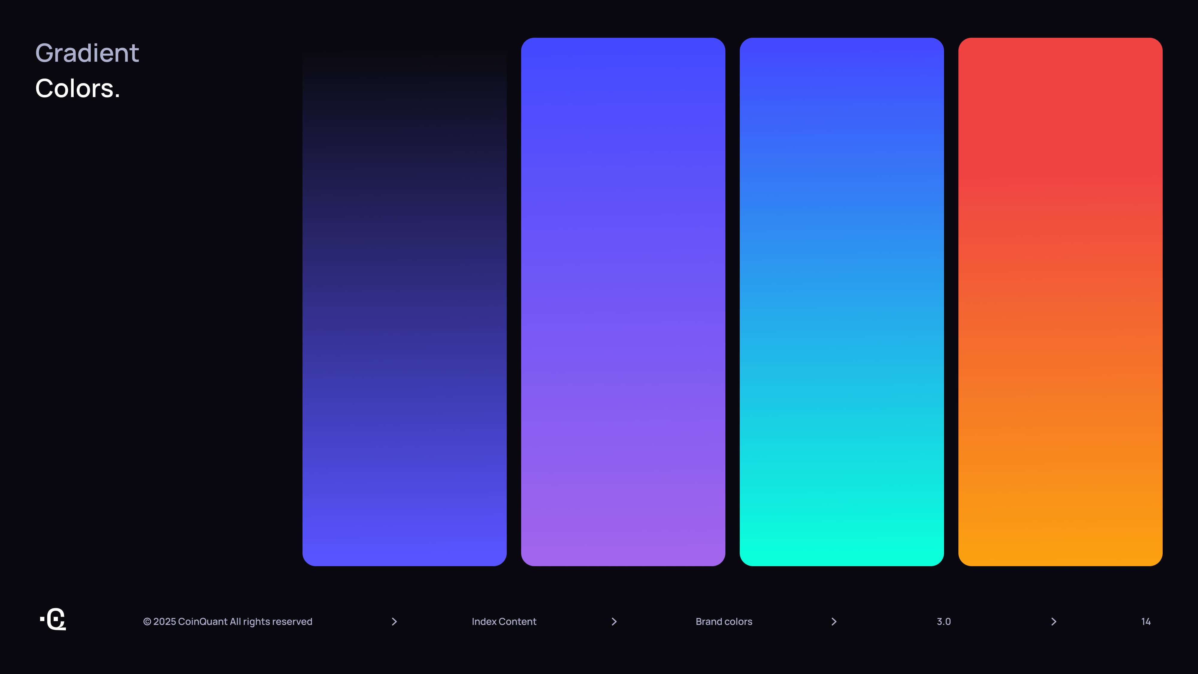 Page from CoinQuant's new brand guide - colors