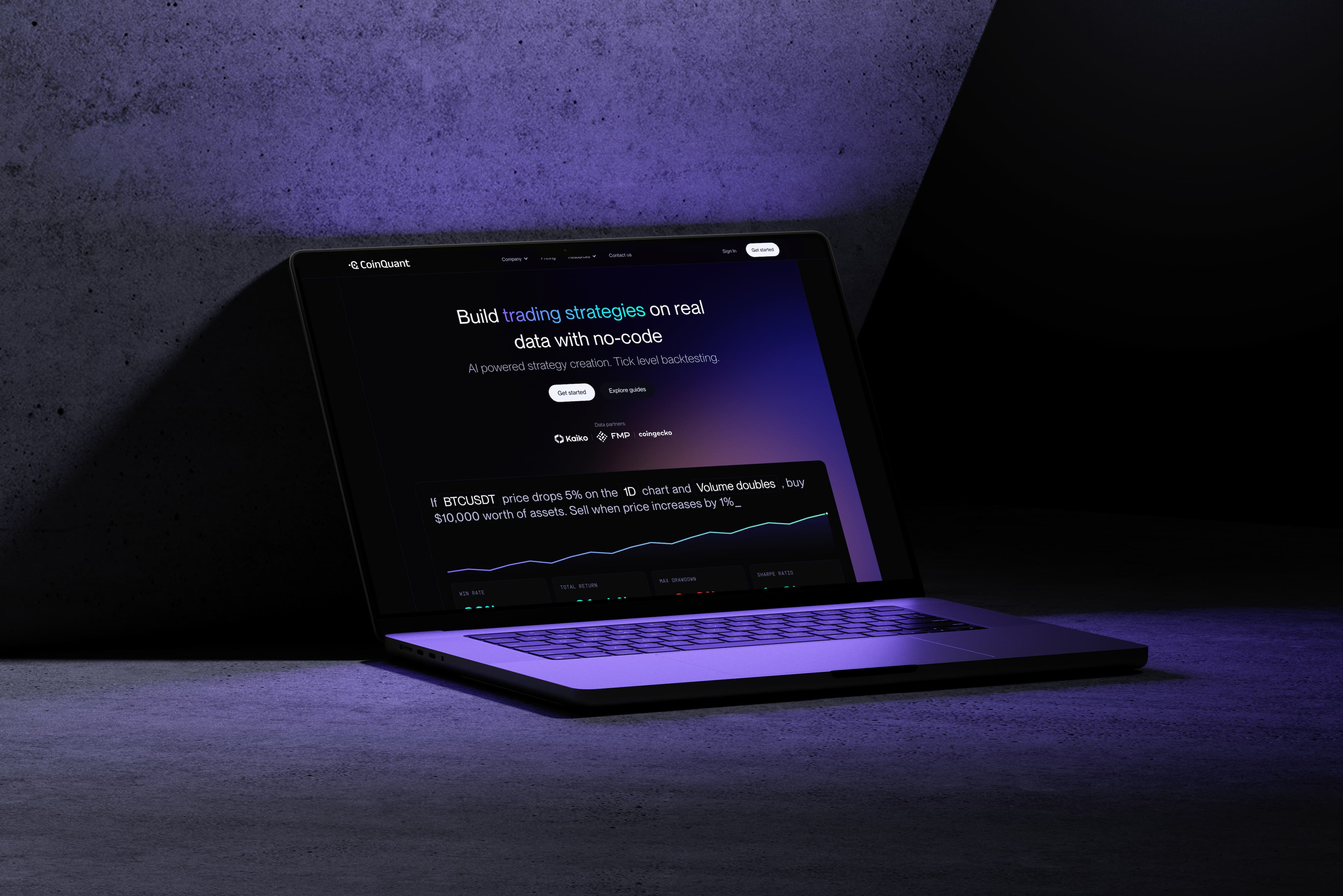 Realistic Macbook Mockup with CoinQuqant's homepage 