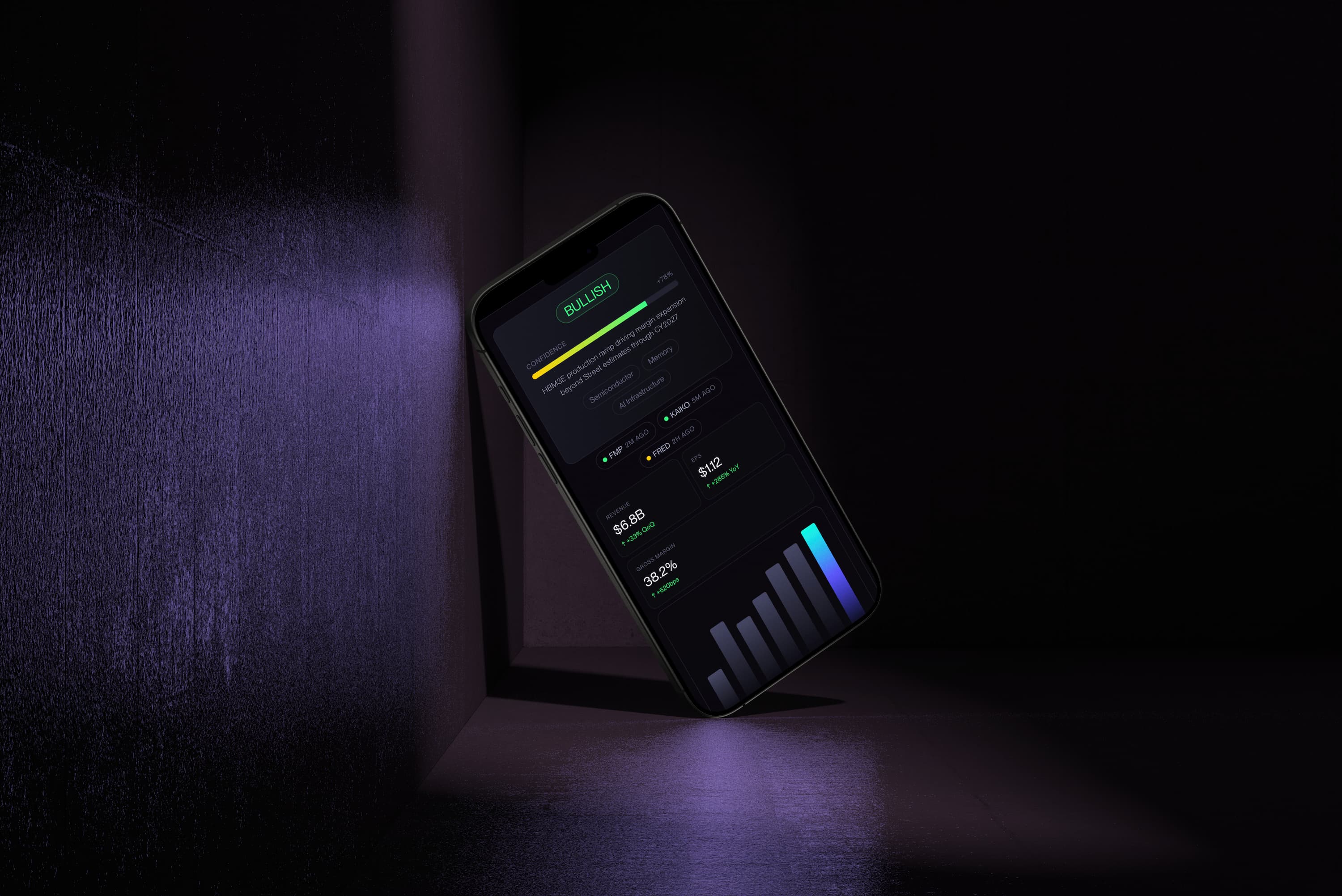 CoinQuant mobil app mockup of AI analyst