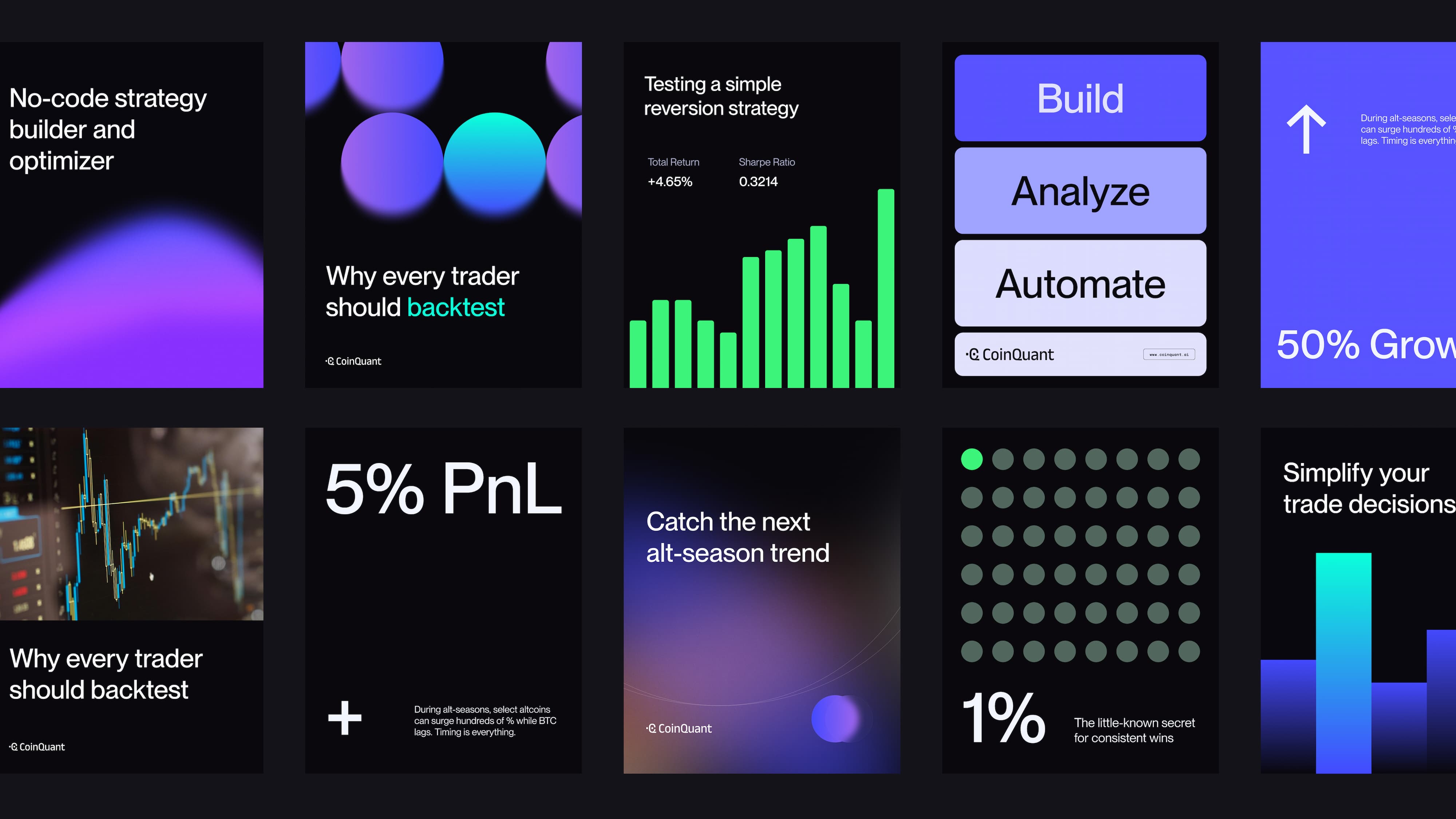 Various posters for CoinQuant brand